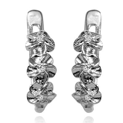 14k Gold Flower Diamond Earrings