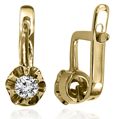 children's girls Diamond Earrings 14k Yellow gold