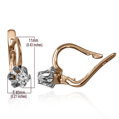 14k Rose white gold Diamond children's Earrings