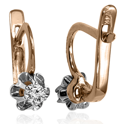 14k Rose white gold Diamond children's Earrings