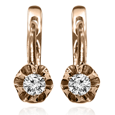 14k Gold Diamond Russian style Earrings