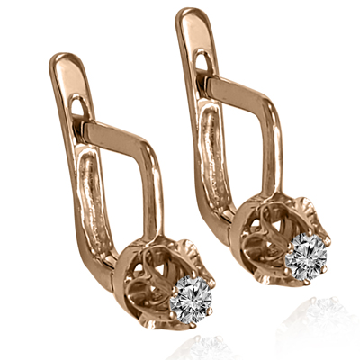 14k Gold Diamond Russian style Earrings