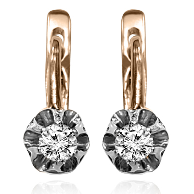 14k Gold Diamond Russian style Earrings For girl
