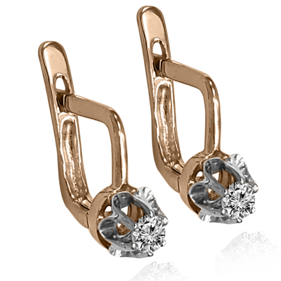14k Gold Diamond Russian style Earrings For girl
