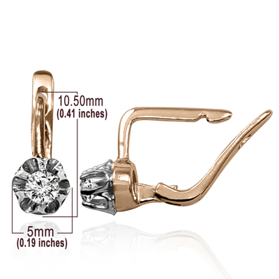 14k Gold Diamond Russian style Earrings For girl