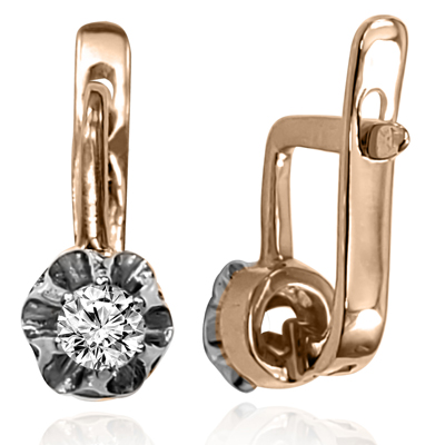 14k Gold Diamond Russian style Earrings For girl