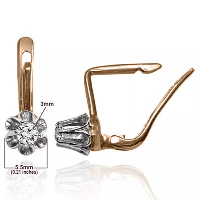 Russian style Diamond Earrings 14k gold