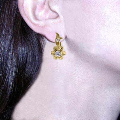 14k Gold Diamond Russian Style earrings