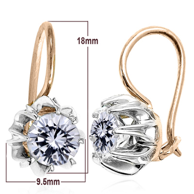 14k Gold  Lab Grown Diamond Russian Style earrings