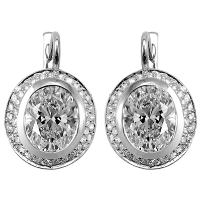 14k Gold White Sapphire and Diamond Earrings