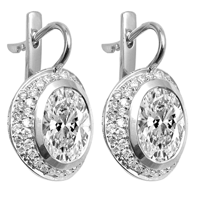 14k Gold White Sapphire and Diamond Earrings
