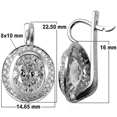 14k Gold White Sapphire and Diamond Earrings