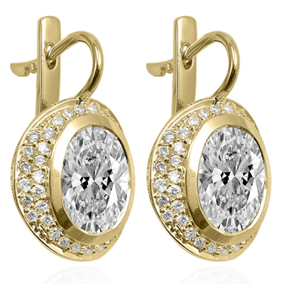 14k Gold Sapphire Diamond Russian style Earrings