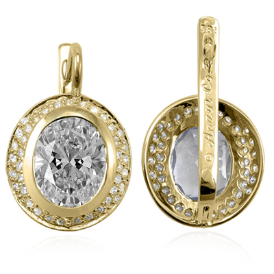 14k Gold Sapphire Diamond Russian style Earrings