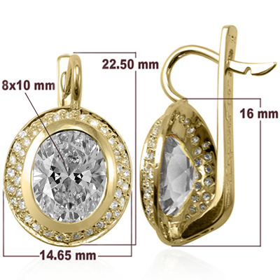 14k Gold Sapphire Diamond Russian style Earrings