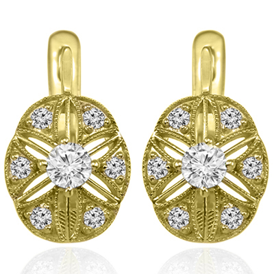 Russian style Genuine Diamond Earrings 18K Gold