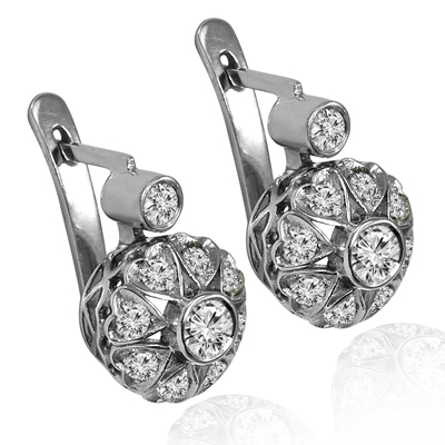14k Gold Diamond Russian style Earrings