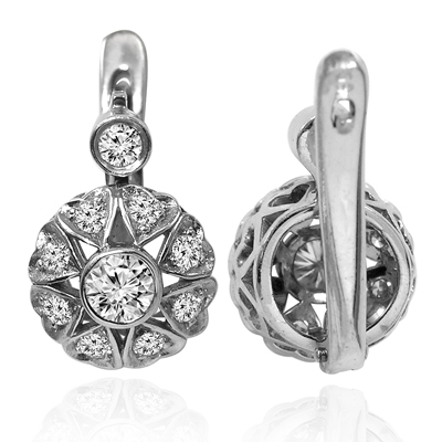 14k Gold Diamond Russian style Earrings