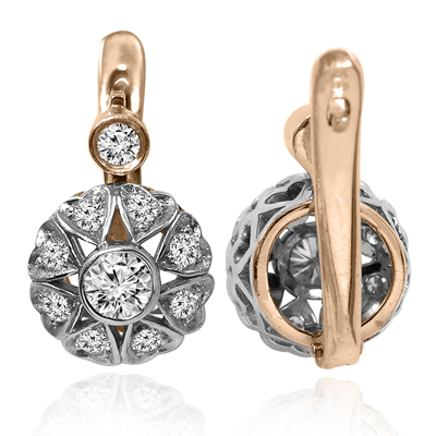 14k Gold Diamond Russian style Earrings