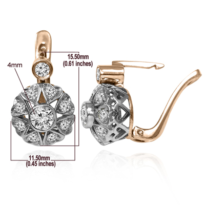 14k Gold Diamond Russian style Earrings