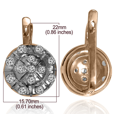 14k Gold Genuine Diamond Russian style Earrings