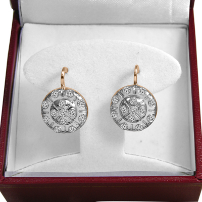 14k Gold Genuine Diamond Russian style Earrings
