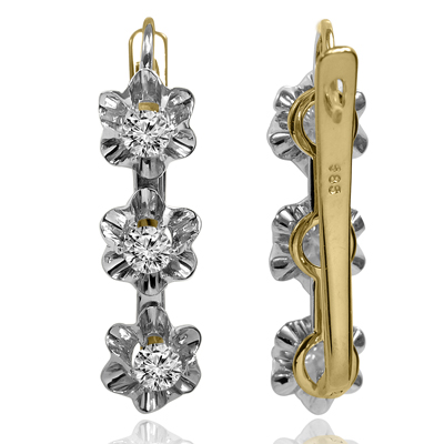 14k Gold Diamond Russian style Earrings
