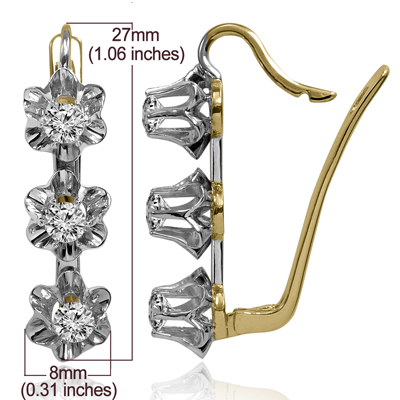 14k Gold Diamond Russian style Earrings