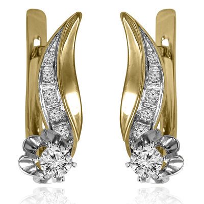 14k Gold Genuine Diamond Earrings