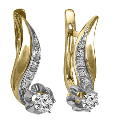 14k Gold Genuine Diamond Earrings
