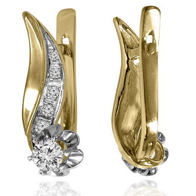 14k Gold Genuine Diamond Earrings