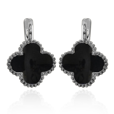 14k Gold Genuine Onyx Earrings