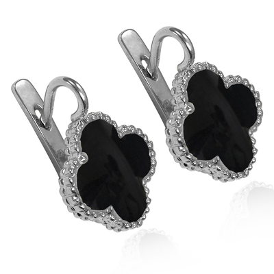 14k Gold Genuine Onyx Earrings