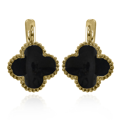 14k Gold Genuine Onyx Earrings