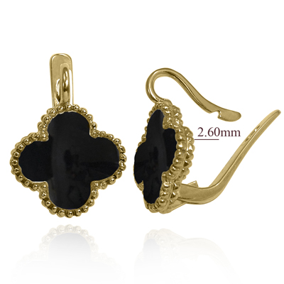 14k Gold Genuine Onyx Earrings