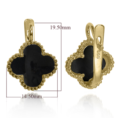 14k Gold Genuine Onyx Earrings