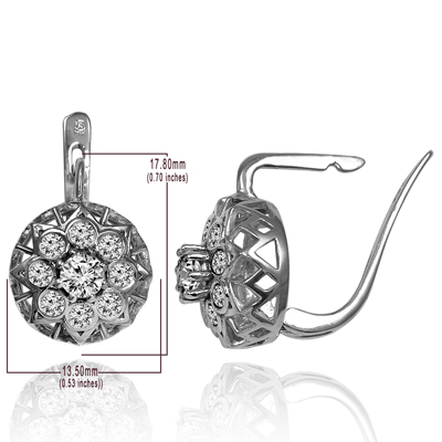 14k Gold Genuine Diamond Russian Style Earrings
