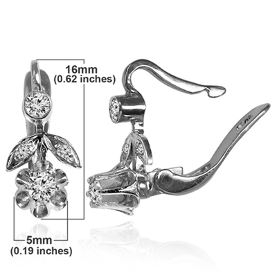 14k Gold Genuine Diamond Russian Style Earrings