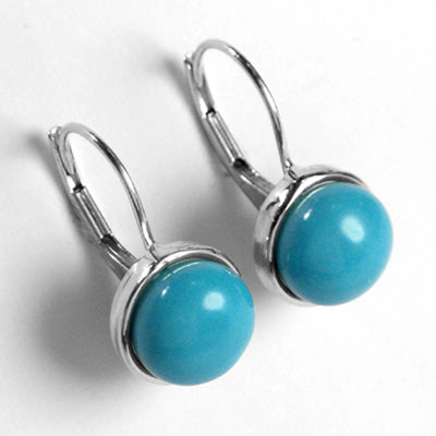 14k Gold Turquoise Earrings 8mm