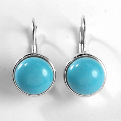 14k Gold Turquoise Earrings 8mm