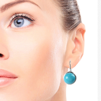 14k Gold Turquoise Earrings 8mm