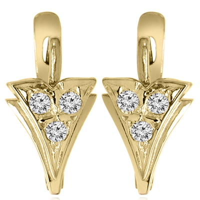 European Style Diamond Earrings 14k Gold