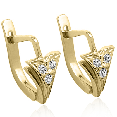European Style Diamond Earrings 14k Gold