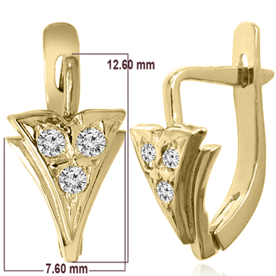 European Style Diamond Earrings 14k Gold