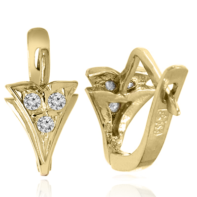 European Style Diamond Earrings 14k Gold