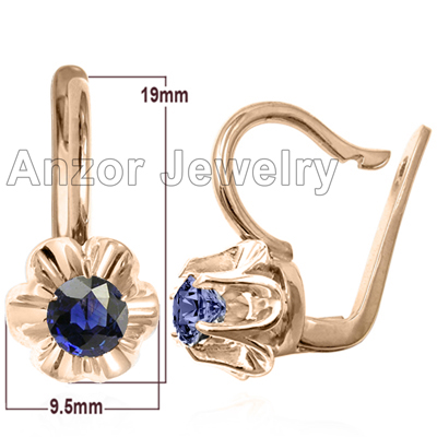 14k Rose Gold Ceylon Sapphires Russian Earrings