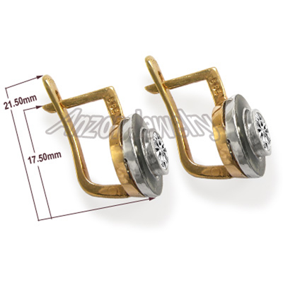 14k Gold Lab Created Diamond Enamel Earrings
