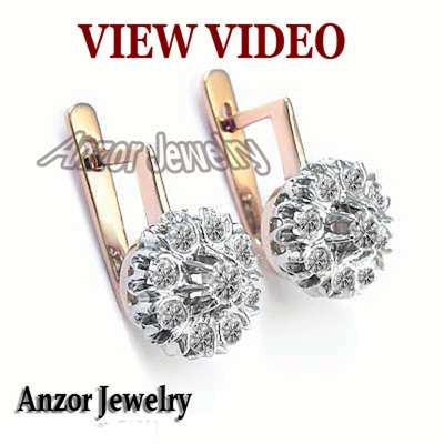 14k Gold Lab Grown Diamond Russian style Earrings