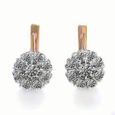 14k Gold Lab Grown Diamond Russian style Earrings