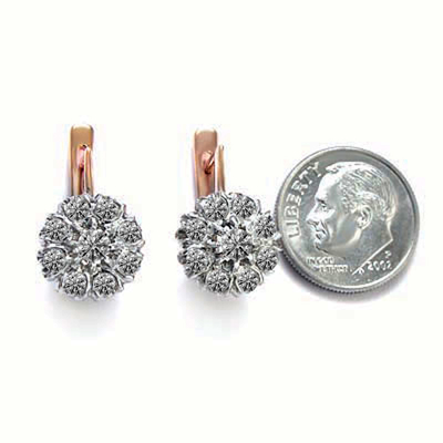 14k Gold Lab Grown Diamond Russian style Earrings